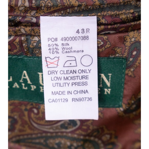 Ralph Lauren Mens Blazer Size 43R Sport Coat 2-Button Jacket Wool/Silk/Cashmere - Picture 11 of 13